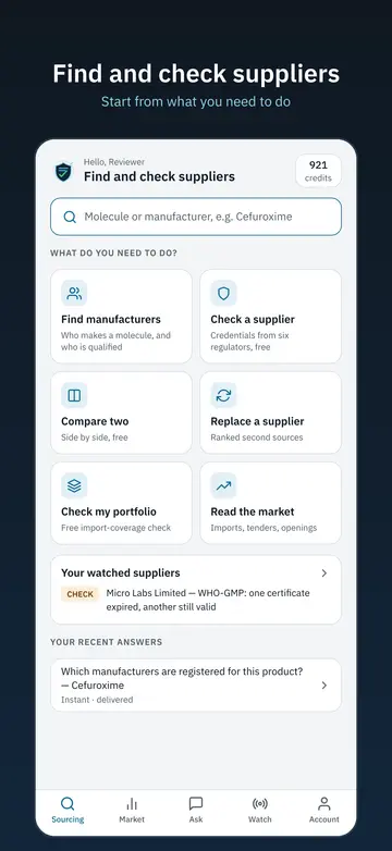 Find and check suppliers