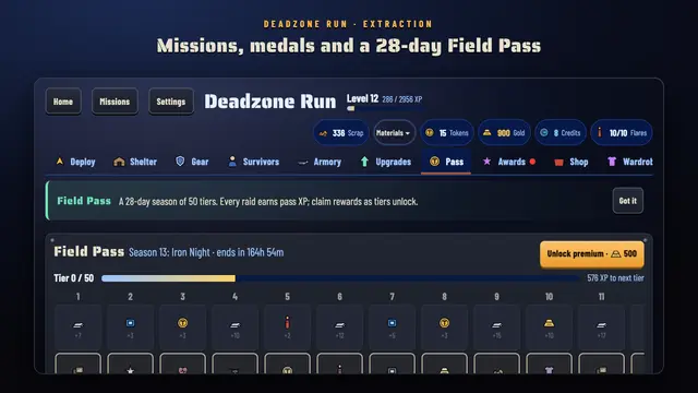 A 28-day Field Pass you can finish by playing