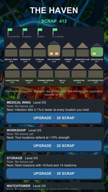 Build up the Haven between missions